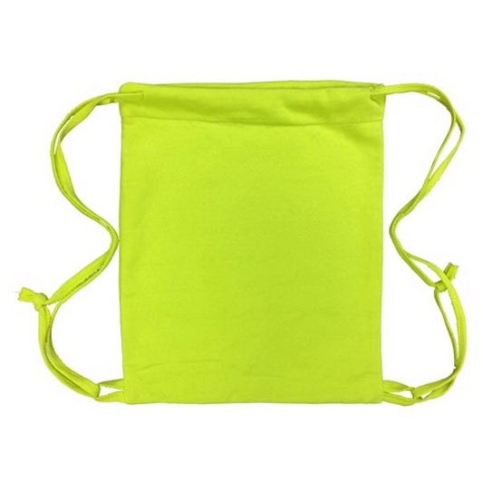 Neon Yellow 14x17 Blended Knitted Drawstring Bag.