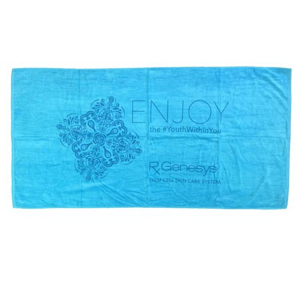 Turquoise 30x60 Terry Velour Promotional Beach Towel.