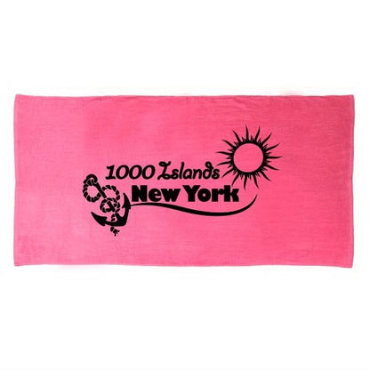 Neon Pink 30x60 Terry Velour Promotional Beach Towel.