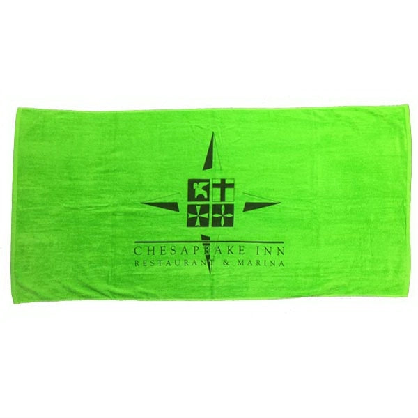 Lime Green 30x60 Terry Velour Promotional Beach Towel.