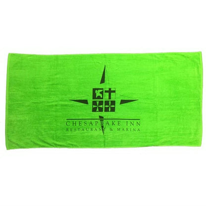 Lime Green 30x60 Terry Velour Promotional Beach Towel.