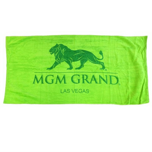 Lime Green 30x60 Terry Velour Promotional Beach Towel.