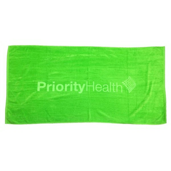 Lime Green 30x60 Terry Velour Promotional Beach Towel.