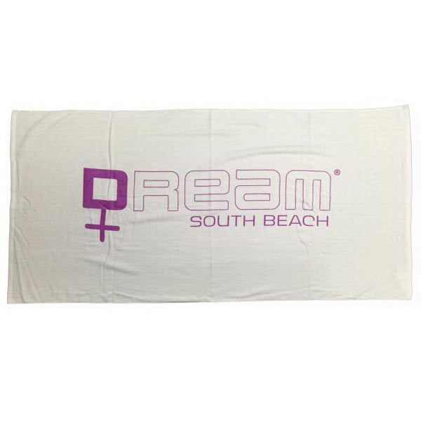 White 28x58 Terry Velour Beach Towel