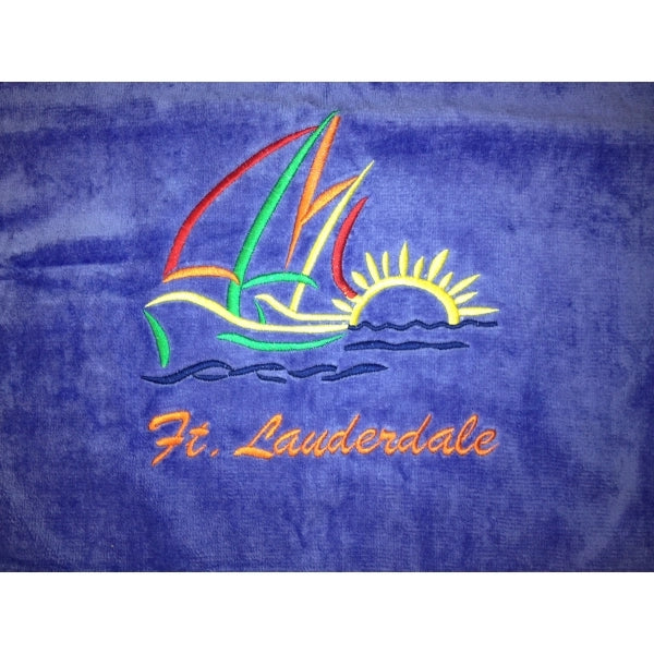Caribbean Blue 28x58 Terry Velour Beach Towel