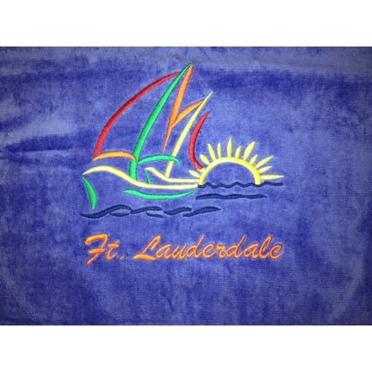 Caribbean Blue 28x58 Terry Velour Beach Towel