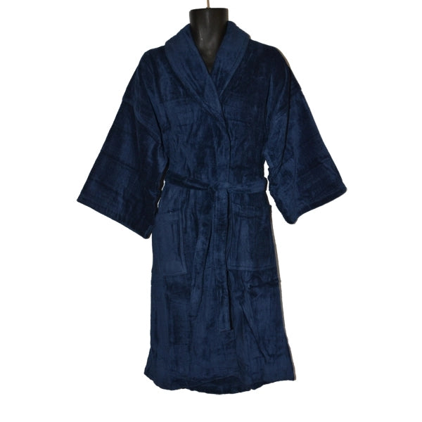 Navy Blue Shawl Bathrobe