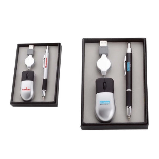 LED Stylus Pen and USB Optical Travel Mouse