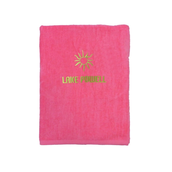 Neon Pink EMB 30x60 Terry Velour Beach Towel.