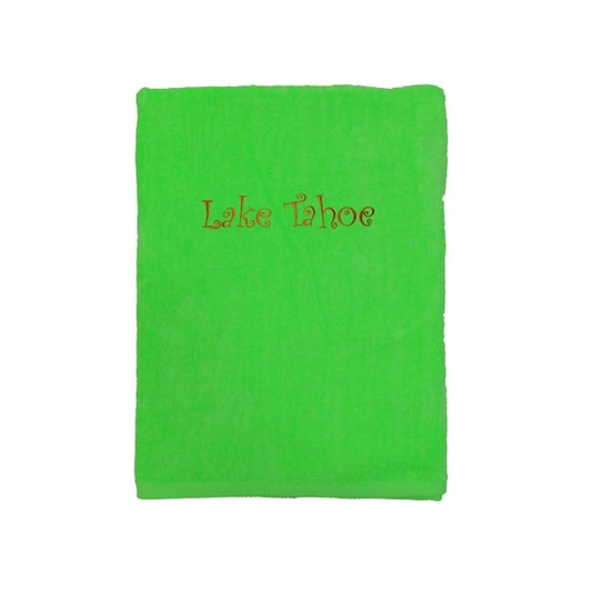 Lime Green EMB 28x58 Terry Velour Beach Towel.