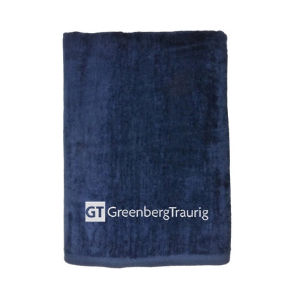 Navy Blue EMB 28x58 Terry Velour Beach Towel.