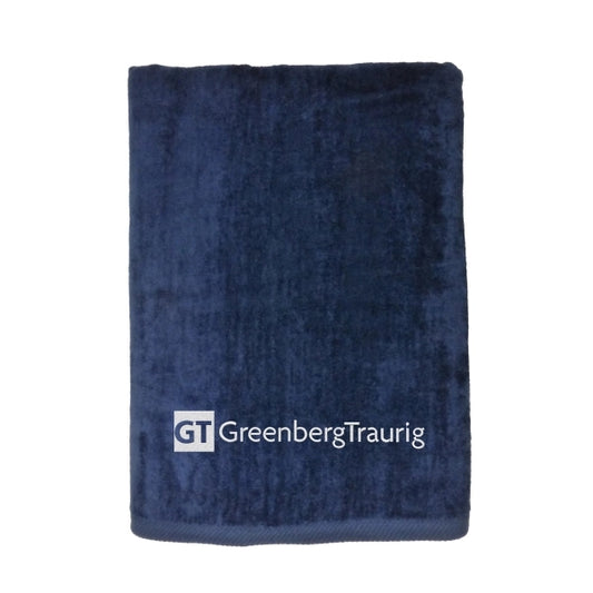 Navy Blue EMB 30x60 Terry Velour Beach Towel.