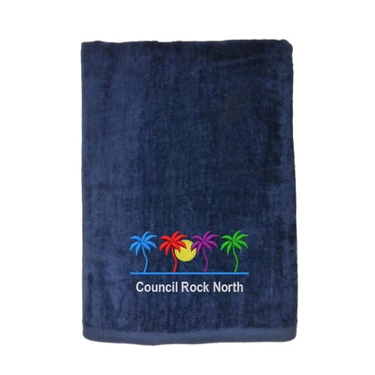 Navy Blue EMB 30x60 Terry Velour Beach Towel.