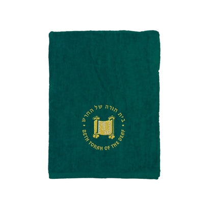 Hunter Green EMB 30x60 Terry Velour Beach Towel.