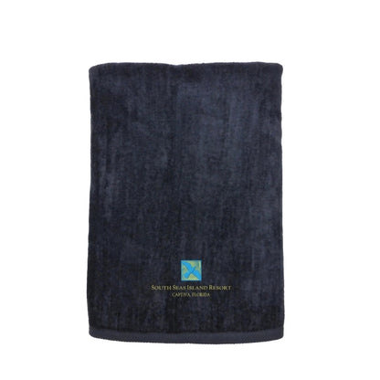 Black EMB 30x60 Terry Velour Beach Towel.