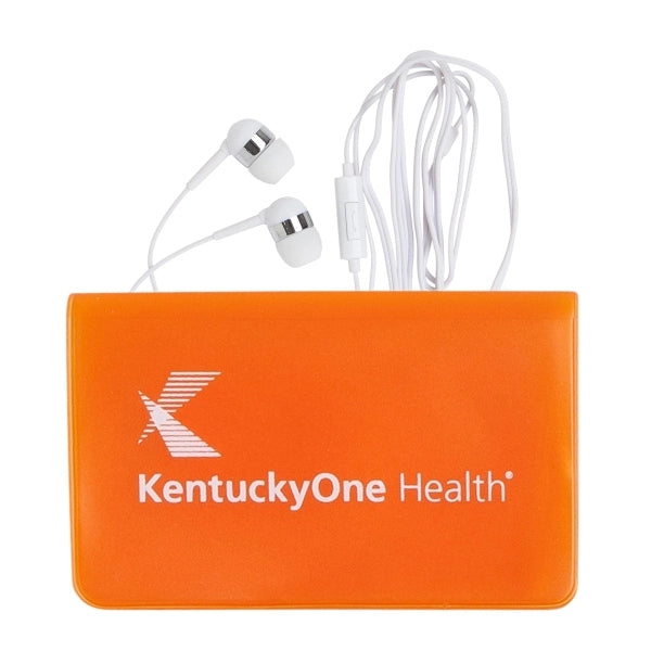 SMALL VINYL CASE WITH MICROPHONE EARPHONES