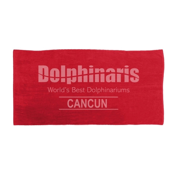 Tone-on-Tone SILK Salad Red 30x60 Terry Velour Beach Towel.