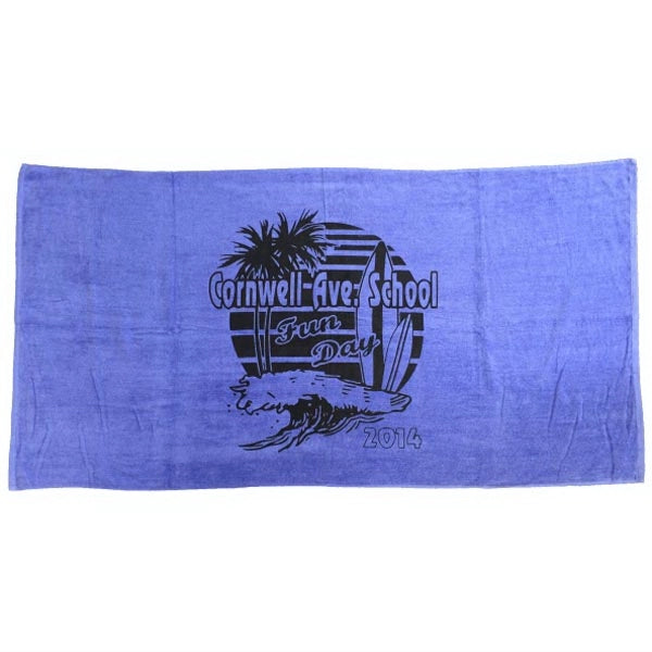 Black Ink SILK Caribbean Blue 30x60 Terry Velour Beach Towel