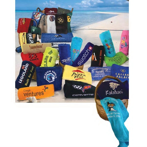 Sunshine Yellow EMB 30x60 Terry Velour Beach Towel.