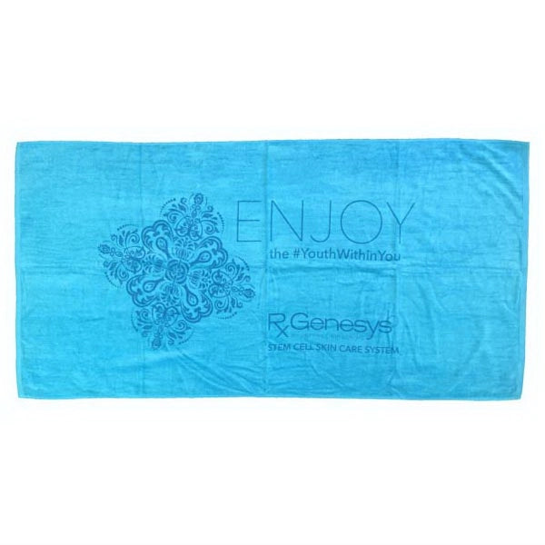 Reverse T SILK Turquoise 30x60 Terry Velour Beach Towel.
