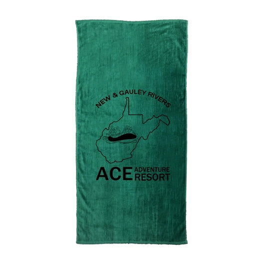 Black Ink SILK Hunter Green 30x60 Terry Velour Beach Towel.