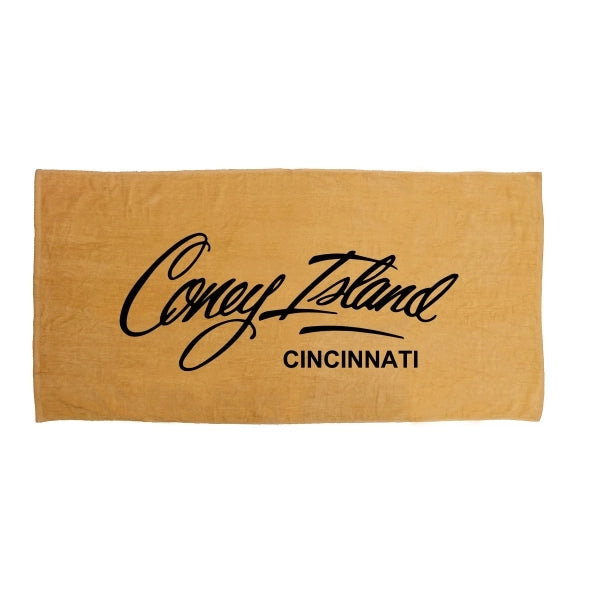 Black Ink SILK Tan 30x60 Terry Velour Beach Towel.