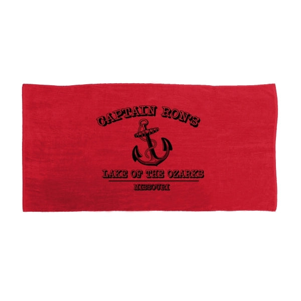 Black Ink SILK Salad Red 30x60 Terry Velour Beach Towel.