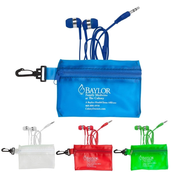 Zipper PVC Case w/Color Earphones