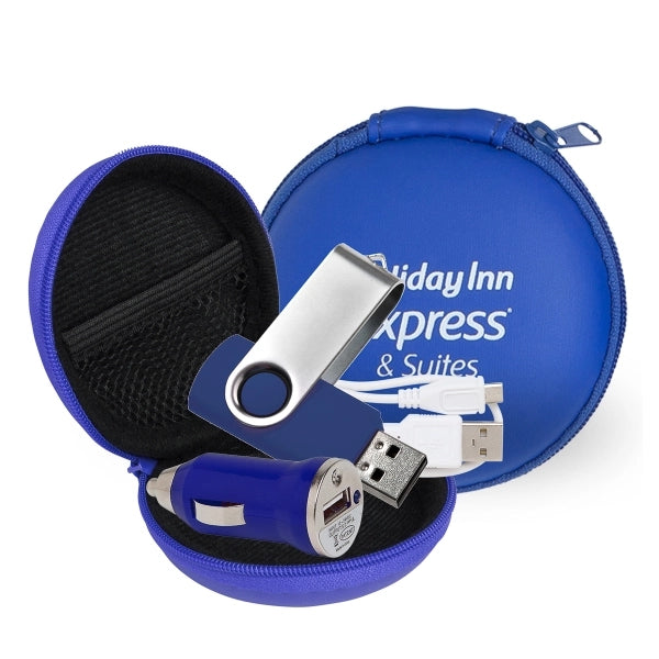 Store N Charge Tech Set in Round Zipper Case