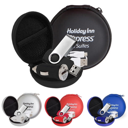 Store N Charge Tech Set in Round Zipper Case
