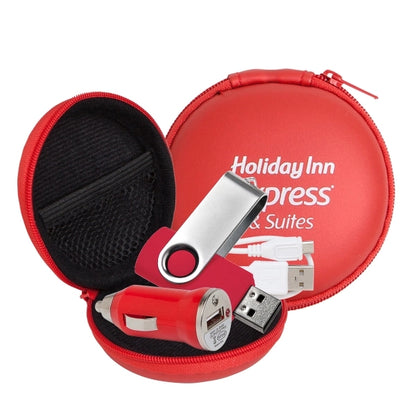 Store N Charge Tech Set in Round Zipper Case