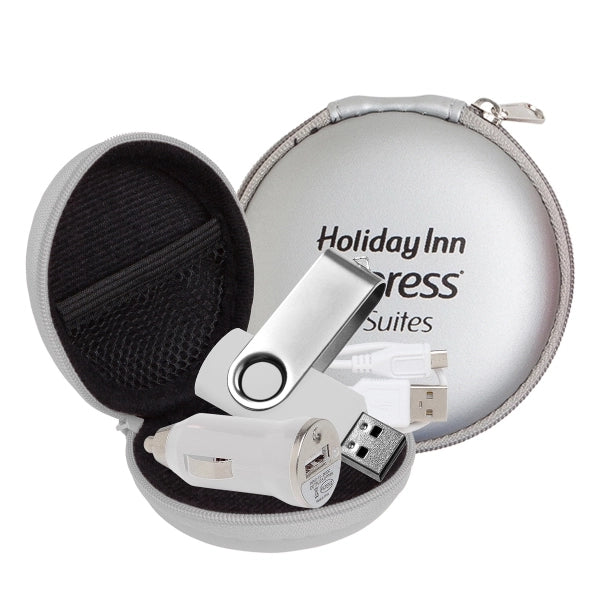 Store N Charge Tech Set in Round Zipper Case