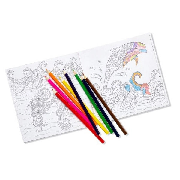 Custom Cover 7" Adult Coloring Book & 8-Color Pencil Set