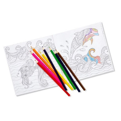 Custom Cover 7" Adult Coloring Book & 8-Color Pencil Set