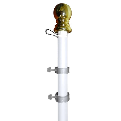 6' White Aluminum Spinner Pole-Ball Top
