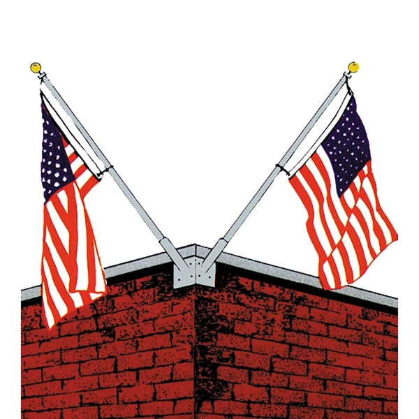 10' Double Corner Set Wall Mounted Flagpole with Bracket