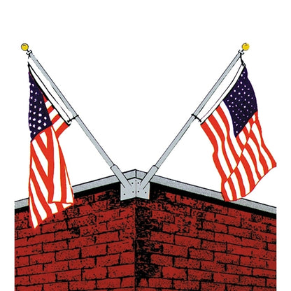 10' Double Corner Set Wall Mounted Flagpole with Bracket