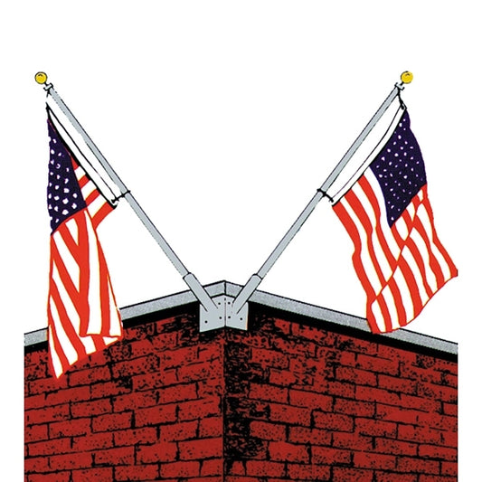 10' Double Corner Set Wall Mounted Flagpole with Bracket