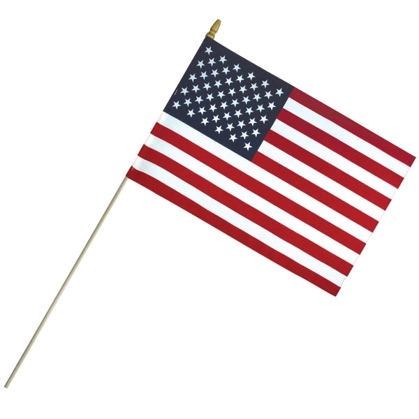 12"x18" Economy Cotton US Stick Flag w/Spear Top & 30" Dowel