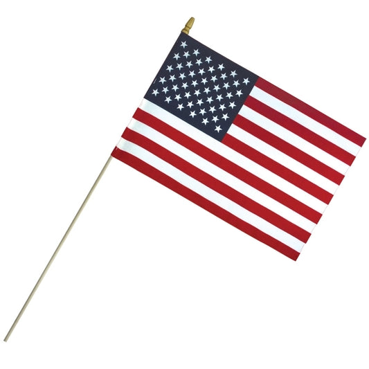 12"x18" Economy Cotton US Stick Flag w/Spear Top & 30" Dowel