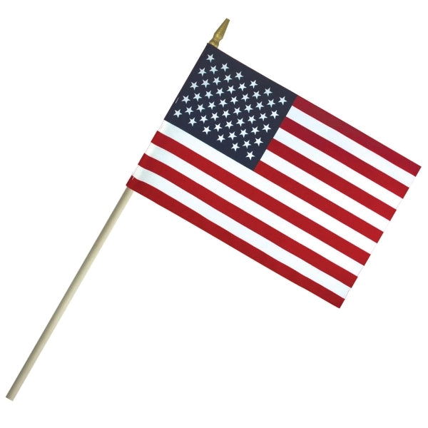 4"x 6" LTWeight Cotton US Stick Flag w/Spear Top & 10" Dowel