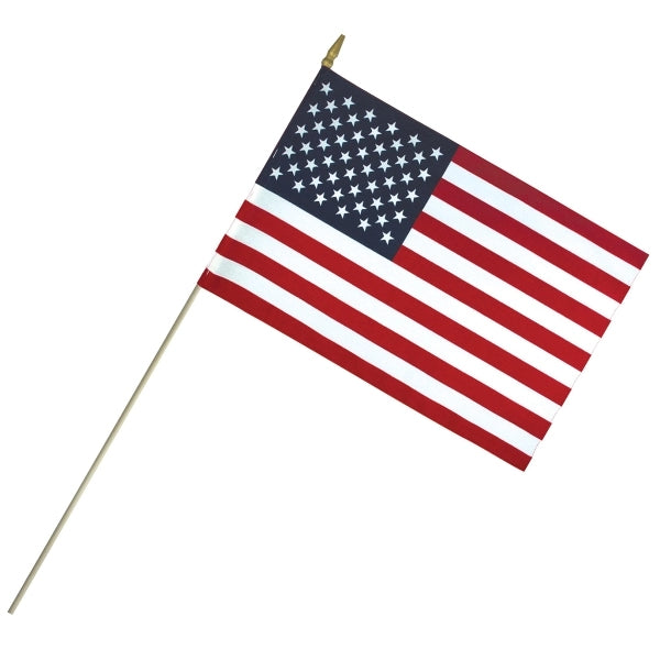 12"x18" LTWeight Cotton US Stick Flag w/Spear Top & 30"Dowel