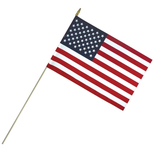 12"x18" LTWeight Cotton US Stick Flag w/Spear Top & 30"Dowel