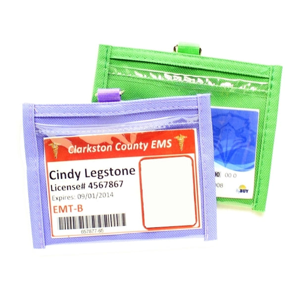 4.00"x 4.33" Neck wallet w/ two clear windows and Lanyards