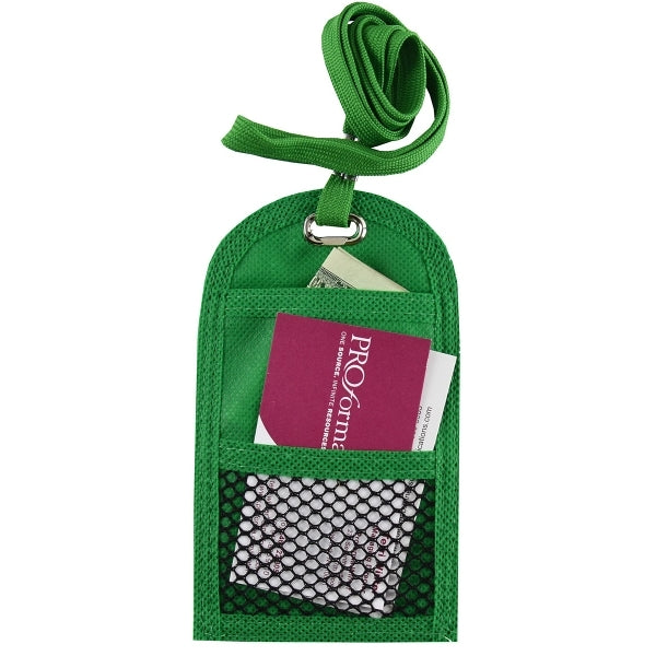 Non-Woven Small Economy Neck wallet 3.5"x2.5" w/ Lanyard