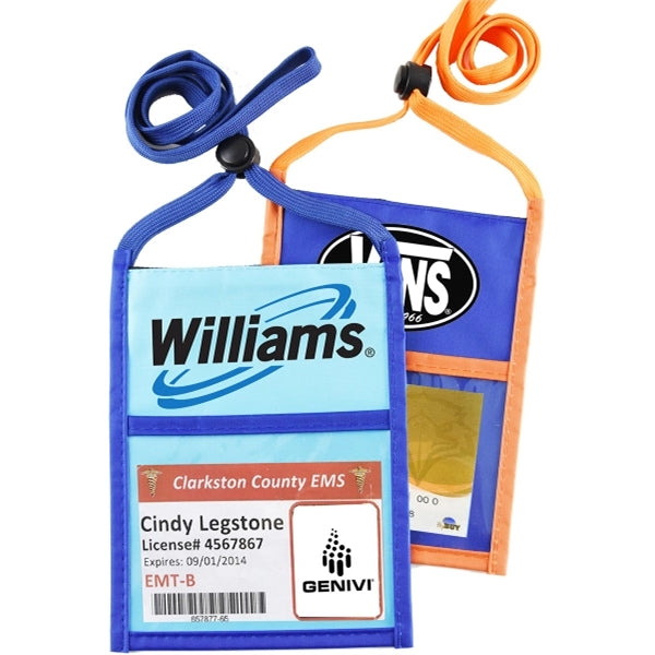 Two Tone Popular zipper Neck Wallet with 3/8" Lanyard