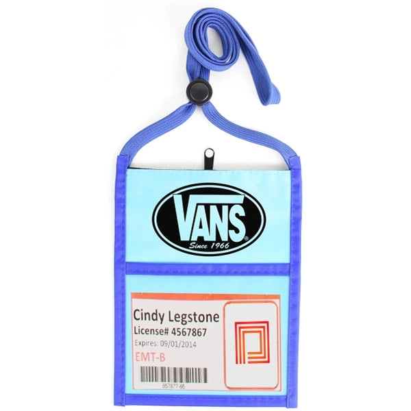 Two Tone Popular zipper Neck Wallet with 3/8" Lanyard