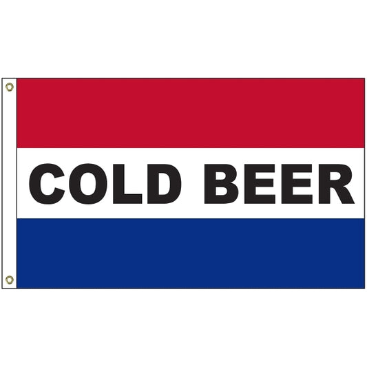 Cold Beer 3' x 5' Message Flag with Heading and Grommets