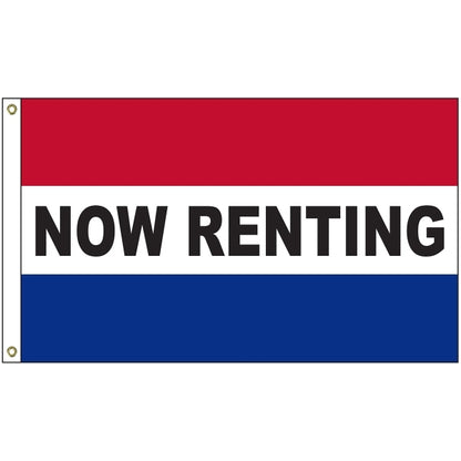 Now Renting 3' x 5' Message Flag with Heading and Grommets