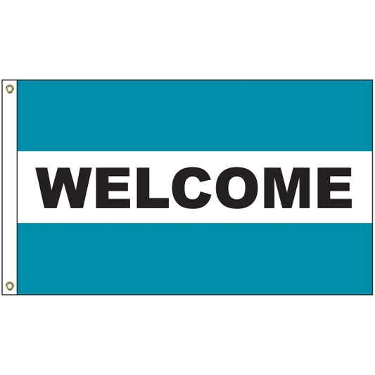 Welcome 3' x 5' Message Flag with Heading and Grommets